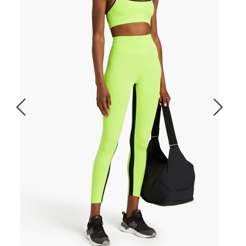 SPLITS59 Liya Airweight Striped Leggings Small Neon Green